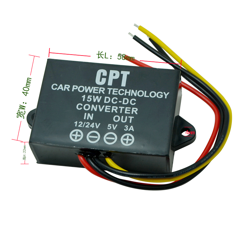 12V / 24V to 5V, Step-down, 3A, 15W (old size before May 2015) - Click Image to Close